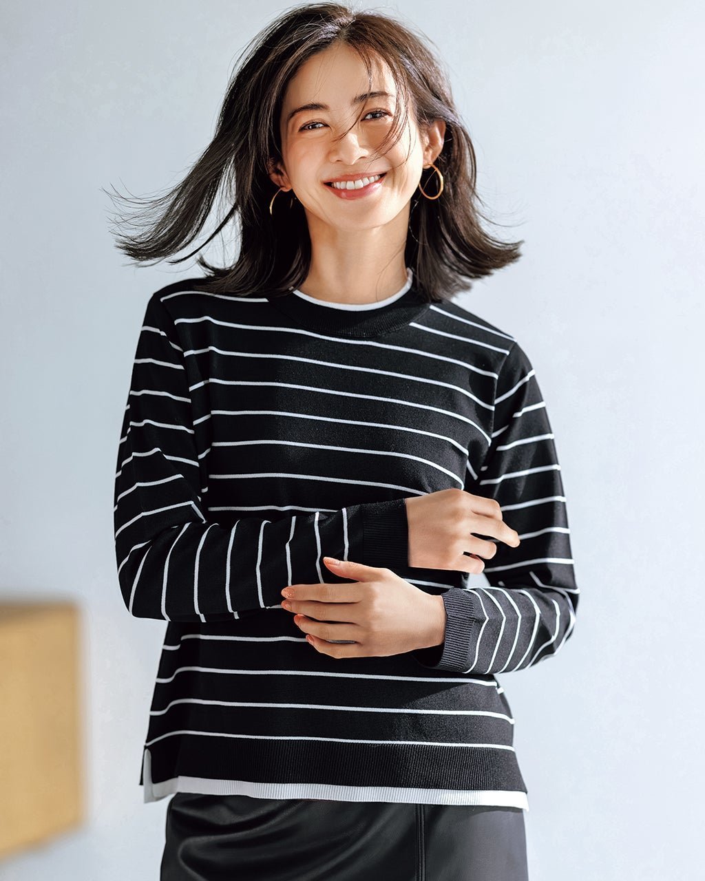 【ドゥクラッセ/DoCLASSE】のストレッチニット・リブ配色クルーネック インテリア・キッズ・メンズ・レディースファッション・服の通販 founy(ファニー) 　ファッション　Fashion　レディースファッション　Fashion for Women　トップス・カットソー　Cut & Sew Tops　ニット　Knit Tops & Sweaters　おすすめ　Recommended / Our Picks　なめらか　Smooth, Silky Texture　ストレッチ　Stretch, Stretchy Fabric　セーター　Sweater, Knitwear　ロング　Long, Long-Length　ブラックパターン|ID: prp329100004808831 ipo3291000000034899684