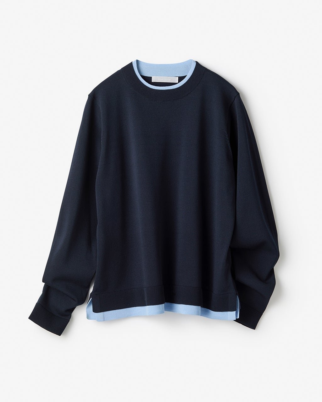 【ドゥクラッセ/DoCLASSE】のストレッチニット・リブ配色クルーネック インテリア・キッズ・メンズ・レディースファッション・服の通販 founy(ファニー) 　ファッション　Fashion　レディースファッション　Fashion for Women　トップス・カットソー　Cut & Sew Tops　ニット　Knit Tops & Sweaters　おすすめ　Recommended / Our Picks　なめらか　Smooth, Silky Texture　ストレッチ　Stretch, Stretchy Fabric　セーター　Sweater, Knitwear　ロング　Long, Long-Length　ネイビー|ID: prp329100004808831 ipo3291000000034899690