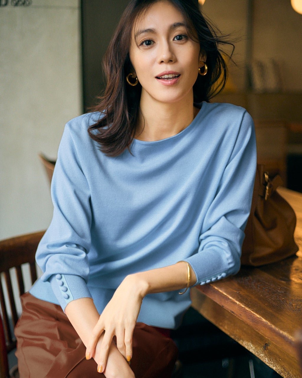 【ドゥクラッセ/DoCLASSE】のストレッチニット・袖ボタンボートネック インテリア・キッズ・メンズ・レディースファッション・服の通販 founy(ファニー) 　ファッション　Fashion　レディースファッション　Fashion for Women　トップス・カットソー　Cut & Sew Tops　ニット　Knit Tops & Sweaters　新作・新入荷　New Arrivals / New In　なめらか　Smooth, Silky Texture　シンプル　Simple, Minimal　ストレッチ　Stretch, Stretchy Fabric　セーター　Sweater, Knitwear　ロング　Long, Long-Length　エレガント 上品　Elegant　ライトブルー|ID: prp329100004808833 ipo3291000000034899698