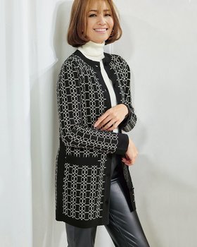 【ドゥクラッセ/DoCLASSE】 ダブルジャカード編み・モノグラムコート人気、トレンドファッション・服の通販 founy(ファニー) ファッション Fashion レディースファッション Fashion for Women アウター Coat / Outerwear Collection コート・ロングコート・ピーコート Long Coats, Peacoats & More エレガント 上品 Elegant ジャカード／ジャガード Jacquard, Woven Pattern セーター Sweater, Knitwear ダブル Double, Double-Breasted ロング Long, Long-Length |ID:prp329100004814884