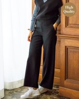 【ドゥクラッセ/DoCLASSE】のウール混ダブルクロス・セミワイドパンツ 人気、トレンドファッション・服の通販 founy(ファニー) ファッション Fashion レディースファッション Fashion for Women パンツ Pants & Trousers エレガント 上品 Elegant シンプル Simple, Minimal フィット Fit, Slim Fit ミックス Mix, Mixed Style ワイド Wide, Wide Fit |ID:prp329100004814886