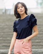 【ドゥクラッセ/DoCLASSE】のランダムフリルスリーブ・プルオーバー 人気、トレンドファッション・服の通販 founy(ファニー) ファッション Fashion レディースファッション Fashion for Women トップス・カットソー Cut & Sew Tops シャツ・ブラウス・オフィスカジュアル Elegant Blouses & Button-Ups ロングTシャツ・Tシャツ Longline T-Shirts & Tees カジュアルプルオーバー・ニットトップス Pullovers & Knit Tops / Casual Pullovers カットソー・ベーシックTシャツ Cut-and-Sewn Tops / Stretch Tees & Basics カットソー Cut and Sewn Top デニム Denim, Jeans Material フリル Frill, Ruffle ランダム Random, Irregular ワイド Wide, Wide Fit thumbnail ネイビー|ID: prp329100004817327 ipo3291000000034993633