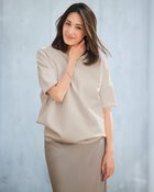 【ドゥクラッセ/DoCLASSE】のライトダンボール・5分袖プルオーバー 人気、トレンドファッション・服の通販 founy(ファニー) ファッション Fashion レディースファッション Fashion for Women トップス・カットソー Cut & Sew Tops シャツ・ブラウス・オフィスカジュアル Elegant Blouses & Button-Ups ロングTシャツ・Tシャツ Longline T-Shirts & Tees カジュアルプルオーバー・ニットトップス Pullovers & Knit Tops / Casual Pullovers カットソー・ベーシックTシャツ Cut-and-Sewn Tops / Stretch Tees & Basics カットソー Cut and Sewn Top フォルム Silhouette, Form エレガント 上品 Elegant 夏 Summer 春 Spring S/S・春夏 SS, Spring/Summer, Warm Season thumbnail ライトグレー|ID: prp329100004818254 ipo3291000000035005397