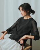 【ドゥクラッセ/DoCLASSE】のシフォンスリーブ・超長綿プルオーバー ブラック|ID: prp329100004819144 ipo3291000000035014118