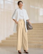 【ドゥクラッセ/DoCLASSE】のトリニティツイル・セミワイドパンツ 人気、トレンドファッション・服の通販 founy(ファニー) ファッション Fashion レディースファッション Fashion for Women パンツ Pants & Trousers 新作・新入荷 New Arrivals / New In オケージョン Occasion Wear サマー Summer, Summer Style ストレッチ Stretch, Stretchy Fabric セットアップ Set-Up, Coordinated Outfit ワイド Wide, Wide Fit エレガント 上品 Elegant ビジネス 仕事 通勤 Business / Work / Commuting 入学式 Entrance Ceremony thumbnail ライトベージュ|ID: prp329100004834713 ipo3291000000035213761