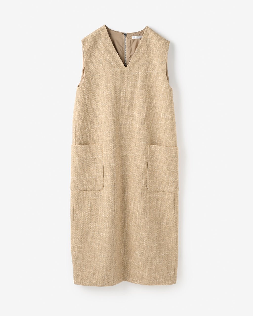 【ドゥクラッセ/DoCLASSE】のツイード・Vネックジャンパースカート インテリア・キッズ・メンズ・レディースファッション・服の通販 founy(ファニー) 　ファッション　Fashion　レディースファッション　Fashion for Women　スカート　Skirts　ツイード　Twill, Twill Weave　パターン　Pattern, Design Print　フォーマル　Formal, Dressy　ポケット　Pocket, Pocket Detail　新作・新入荷　New Arrivals / New In　セレモニー　Ceremony　ビジネス 仕事 通勤　Business / Work / Commuting　ベージュ|ID: prp329100004834714 ipo3291000000035213769