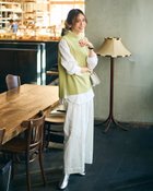 【ドゥクラッセ/DoCLASSE】の片畦編み・ボトルネックベスト ライム|ID: prp329100004834715 ipo3291000000035213774