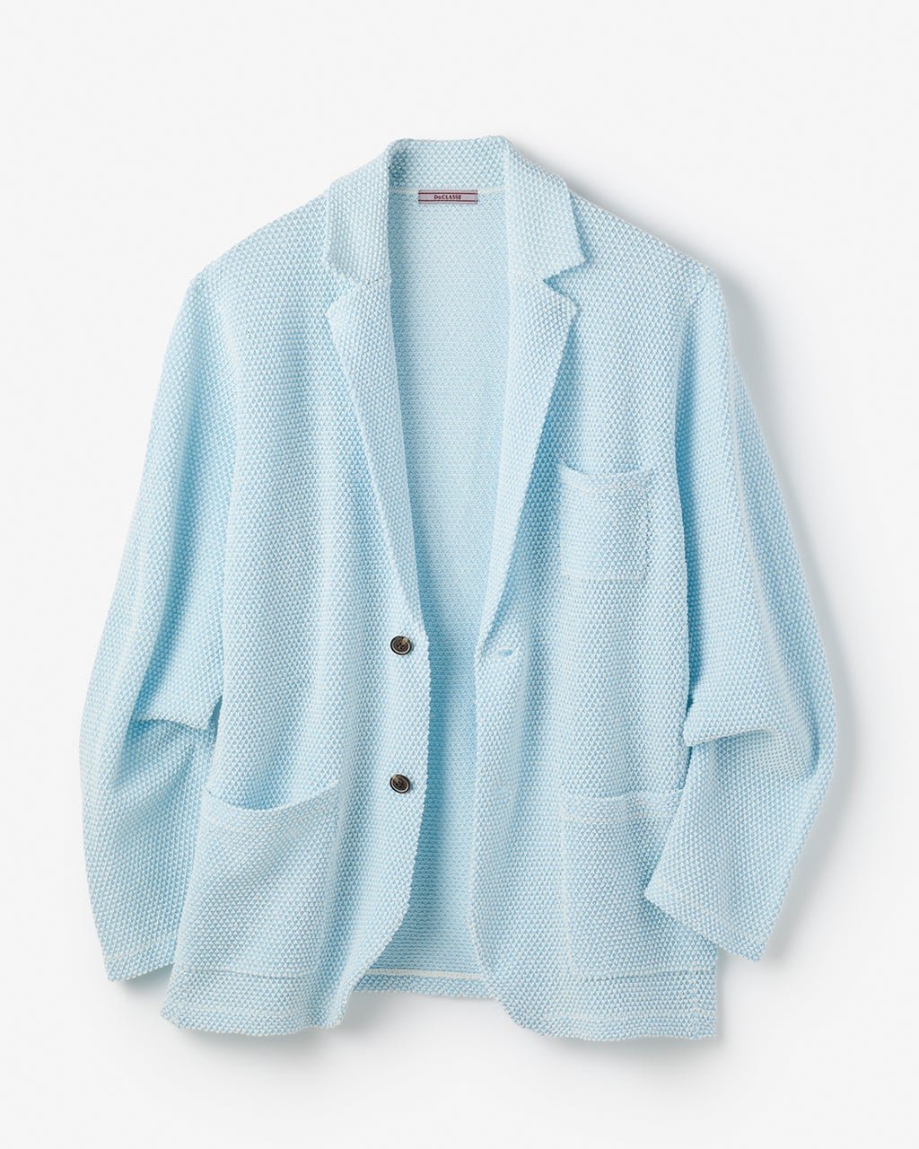 【ドゥクラッセ/DoCLASSE / MEN】の和紙ブレンド羽織りジャケット インテリア・キッズ・メンズ・レディースファッション・服の通販 founy(ファニー) 　ファッション　Fashion　メンズファッション　Fashion for Men　カーディガン　Cardigan, Knitwear　ジャケット　Jacket, Outerwear　ストレッチ　Stretch, Stretchy Fabric　テーラード　Tailored, Tailored Fit　ベスト　Vest, Waistcoat　メンズ　Men's, Menswear　軽量　Lightweight, Ultra Light　鹿の子　Piqué, Kanoko Fabric　アイスブルー|ID: prp329100004835515 ipo3291000000035222370
