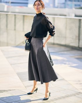 【ドゥクラッセ/DoCLASSE】のフラワージャカード・ロングフレアスカート 人気、トレンドファッション・服の通販 founy(ファニー) ファッション Fashion レディースファッション Fashion for Women スカート Skirts Aライン・フレアスカート A-Line & Flared Skirts 新作・新入荷 New Arrivals / New In エレガント 上品 Elegant カッティング Cutting Detail カットソー Cut and Sewn Top ジャカード／ジャガード Jacquard, Woven Pattern ストレッチ Stretch, Stretchy Fabric セットアップ Set-Up, Coordinated Outfit フラワー Flower, Floral モチーフ Motif, Design Theme |ID:prp329100004837955