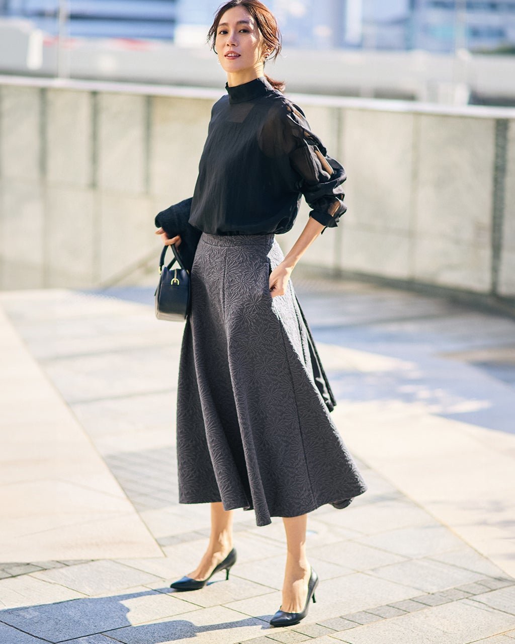 【ドゥクラッセ/DoCLASSE】のフラワージャカード・ロングフレアスカート 人気、トレンドファッション・服の通販 founy(ファニー) 　ファッション　Fashion　レディースファッション　Fashion for Women　スカート　Skirts　Aライン・フレアスカート　A-Line & Flared Skirts　新作・新入荷　New Arrivals / New In　エレガント 上品　Elegant　カッティング　Cutting Detail　カットソー　Cut and Sewn Top　ジャカード／ジャガード　Jacquard, Woven Pattern　ストレッチ　Stretch, Stretchy Fabric　セットアップ　Set-Up, Coordinated Outfit　フラワー　Flower, Floral　モチーフ　Motif, Design Theme　 other-1|ID: prp329100004837955 ipo3291000000035249804