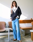 【ドゥクラッセ/DoCLASSE】のコットン混・配色Vネックセーター ネイビー|ID: prp329100004837957 ipo3291000000035249812