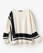 【ドゥクラッセ/DoCLASSE】のコットン混・配色ボートネックセーター オフホワイト|ID: prp329100004837958 ipo3291000000035249815