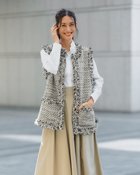 【ドゥクラッセ/DoCLASSE】のフリンジツイード・ノーカラージレ ブラックパターン|ID: prp329100004837962 ipo3291000000035249833