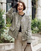 【ドゥクラッセ/DoCLASSE】のフリンジツイード・ノーカラージャケット ブラックパターン|ID: prp329100004837976 ipo3291000000035894951