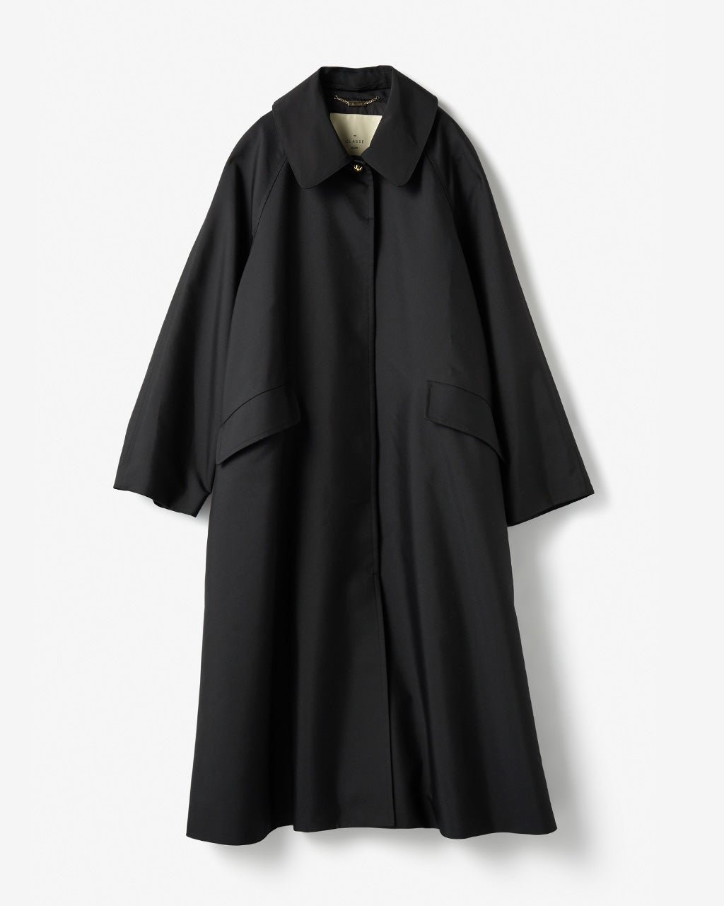 【ドゥクラッセ/DoCLASSE】の高密度ダブルクロス・ステンカラーコート インテリア・キッズ・メンズ・レディースファッション・服の通販 founy(ファニー) 　ファッション　Fashion　レディースファッション　Fashion for Women　アウター　Coat / Outerwear Collection　コート・ロングコート・ピーコート　Long Coats, Peacoats & More　新作・新入荷　New Arrivals / New In　なめらか　Smooth, Silky Texture　グログラン　Grosgrain, Grosgrain Ribbon　スタイリッシュ　Stylish, Fashionable　ダブル　Double, Double-Breasted　デニム　Denim, Jeans Material　フォルム　Silhouette, Form　ロング　Long, Long-Length　定番　Standard, Basic Item　ブラック|ID: prp329100004837979 ipo3291000000035249908