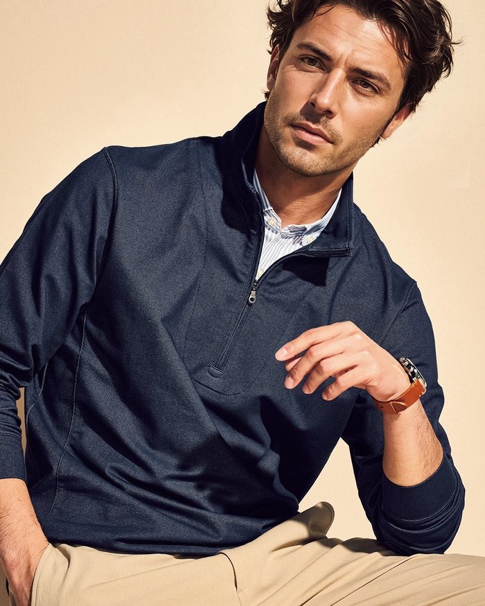 【ドゥクラッセ/DoCLASSE / MEN】の重ね着風・高伸縮ジャージハーフジップ インテリア・キッズ・メンズ・レディースファッション・服の通販 founy(ファニー) https://founy.com/ ファッション Fashion メンズファッション Fashion for Men トップス・カットソー Cut & Sew Tops メンズシャツ Shirts ポロシャツ / きれいめカジュアルスタイル Polo Shirts 新作・新入荷 New Arrivals / New In ストライプ Stripe, Striped Pattern ストレッチ Stretch, Stretchy Fabric フィット Fit, Slim Fit メンズ Men's, Menswear 軽量 Lightweight, Ultra Light |ID: prp329100004839727 ipo3291000000035268520