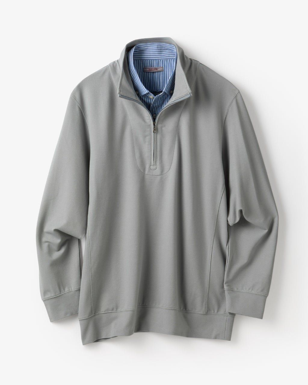 【ドゥクラッセ/DoCLASSE / MEN】の重ね着風・高伸縮ジャージハーフジップ インテリア・キッズ・メンズ・レディースファッション・服の通販 founy(ファニー) 　ファッション　Fashion　メンズファッション　Fashion for Men　トップス・カットソー　Cut & Sew Tops　メンズシャツ　Shirts　ポロシャツ / きれいめカジュアルスタイル　Polo Shirts　新作・新入荷　New Arrivals / New In　ストライプ　Stripe, Striped Pattern　ストレッチ　Stretch, Stretchy Fabric　フィット　Fit, Slim Fit　メンズ　Men's, Menswear　軽量　Lightweight, Ultra Light　グレー|ID: prp329100004839727 ipo3291000000035268523