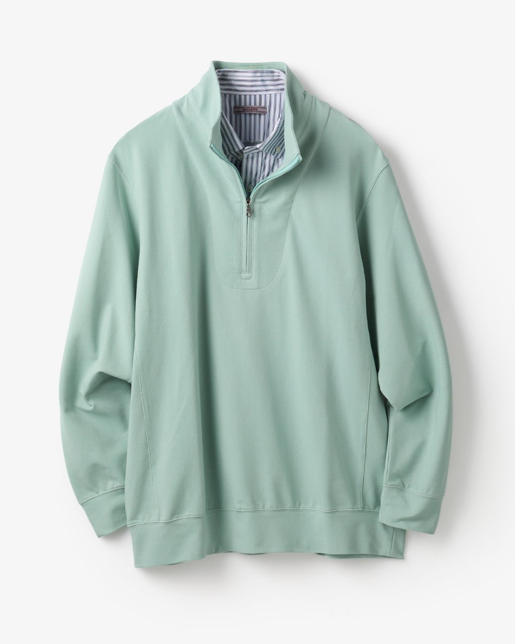 【ドゥクラッセ/DoCLASSE / MEN】の重ね着風・高伸縮ジャージハーフジップ インテリア・キッズ・メンズ・レディースファッション・服の通販 founy(ファニー) 　ファッション　Fashion　メンズファッション　Fashion for Men　トップス・カットソー　Cut & Sew Tops　メンズシャツ　Shirts　ポロシャツ / きれいめカジュアルスタイル　Polo Shirts　新作・新入荷　New Arrivals / New In　ストライプ　Stripe, Striped Pattern　ストレッチ　Stretch, Stretchy Fabric　フィット　Fit, Slim Fit　メンズ　Men's, Menswear　軽量　Lightweight, Ultra Light　ミントグリーン|ID: prp329100004839727 ipo3291000000035268529