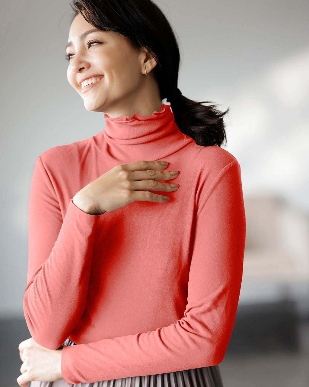 【ドゥクラッセ/DoCLASSE】のコットンダブルガーゼ・シアーハイネック インテリア・キッズ・メンズ・レディースファッション・服の通販 founy(ファニー) ファッション Fashion レディースファッション Fashion for Women トップス・カットソー Cut & Sew Tops シャツ・ブラウス・オフィスカジュアル Elegant Blouses & Button-Ups ロングTシャツ・Tシャツ Longline T-Shirts & Tees カットソー・ベーシックTシャツ Cut-and-Sewn Tops / Stretch Tees & Basics カットソー Cut and Sewn Top ダブル Double, Double-Breasted チュール Tulip, Tulip Motif ハイネック High Neck, Mock Neck コーラルピンク|ID: prp329100004839729 ipo3291000000035268533