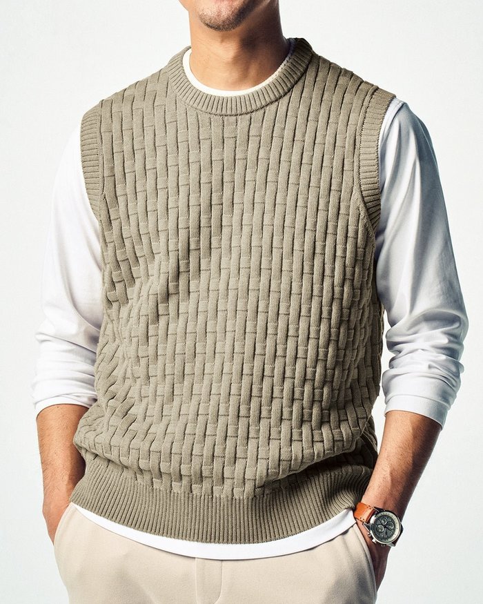 【ドゥクラッセ/DoCLASSE / MEN】の立体バスケット編み重ね着風ベスト インテリア・キッズ・メンズ・レディースファッション・服の通販 founy(ファニー) https://founy.com/ ファッション Fashion メンズファッション Fashion for Men ゴルフ Golf ジャケット Jacket, Outerwear バスケット Basket, Basket Bag ベスト Vest, Waistcoat メンズ Men's, Menswear |ID: prp329100004839733 ipo3291000000035268543