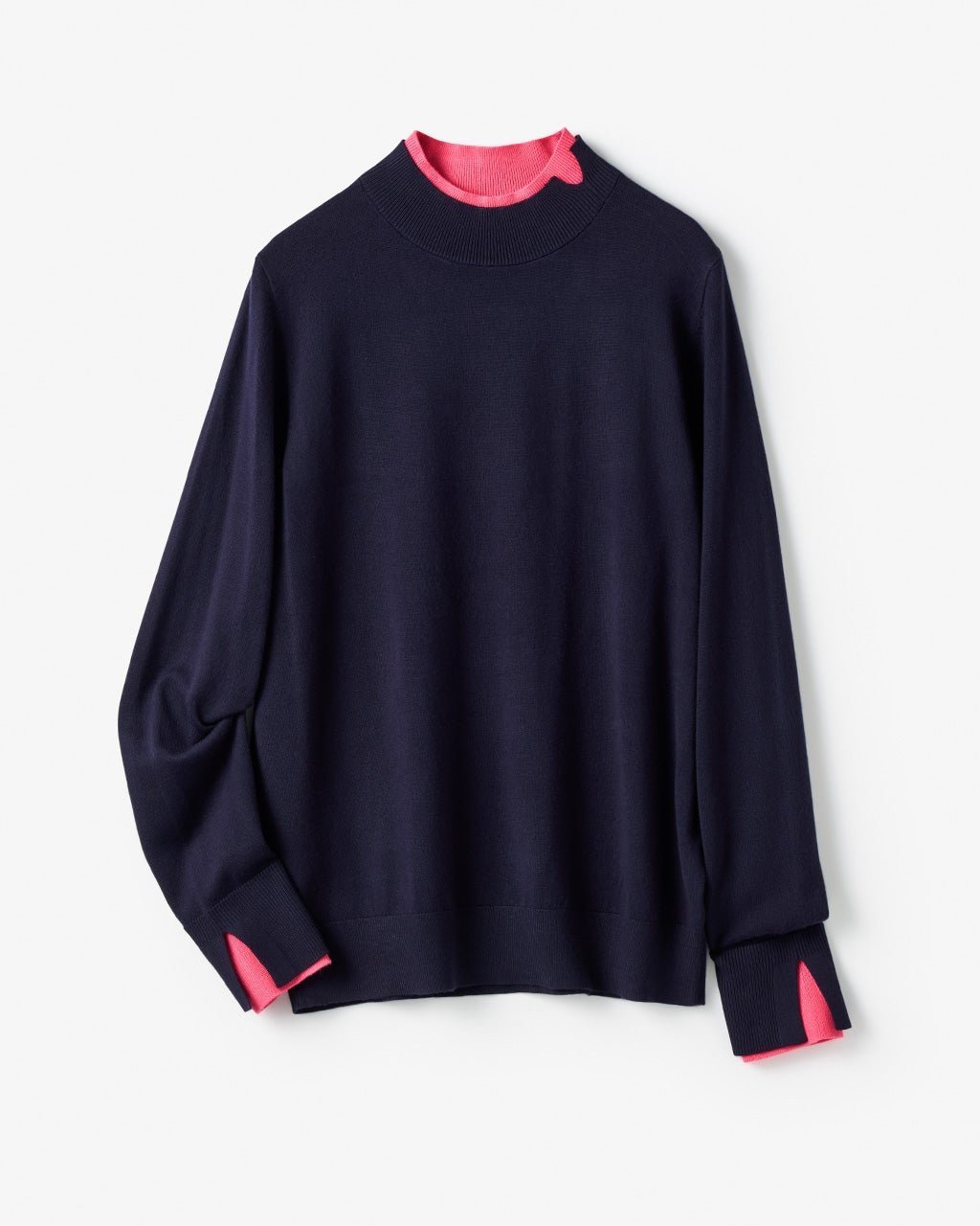 【ドゥクラッセ/DoCLASSE】のシルクフィール・ダブルカフスハイネック インテリア・キッズ・メンズ・レディースファッション・服の通販 founy(ファニー) ファッション Fashion レディースファッション Fashion for Women トップス・カットソー Cut & Sew Tops ニット Knit Tops & Sweaters なめらか Smooth, Silky Texture アンダー Underwear Essentials カフス Cuff Design シルバー Silver, Metallic Silver セーター Sweater, Knitwear ダブル Double, Double-Breasted ハイネック High Neck, Mock Neck フィット Fit, Slim Fit ネイビー|ID: prp329100004839769 ipo3291000000035268677