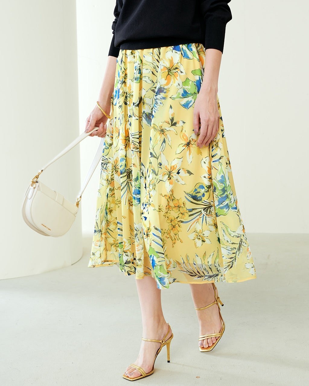 【ドゥクラッセ/DoCLASSE】のシフォンジョーゼット・花柄スカート インテリア・キッズ・メンズ・レディースファッション・服の通販 founy(ファニー) ファッション Fashion レディースファッション Fashion for Women スカート Skirts ギャザー Gathered, Ruffled シフォン Chiffon, Lightweight Fabric ジョーゼット Georgette, Semi-Sheer Fabric フェミニン Feminine, Girly フレア Flare, Flared プリント Print, Printed Pattern エレガント 上品 Elegant イエローパターン|ID: prp329100004839802 ipo3291000000035268715