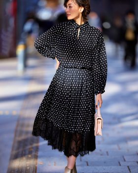 【ドゥクラッセ/DoCLASSE】 ポルカドット・ジョーゼットセットアップ人気、トレンドファッション・服の通販 founy(ファニー) ファッション Fashion レディースファッション Fashion for Women ワンピース Dresses セットアップ Set-Up, Coordinated Outfit |ID:prp329100004845225