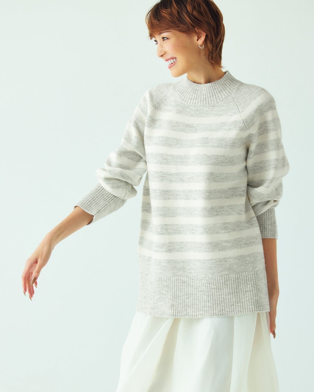 【ドゥクラッセ/DoCLASSE】のウール混フラッフィー・ボーダーハイネック インテリア・キッズ・メンズ・レディースファッション・服の通販 founy(ファニー) 　ファッション　Fashion　レディースファッション　Fashion for Women　トップス・カットソー　Cut & Sew Tops　ニット　Knit Tops & Sweaters　セーター　Sweater, Knitwear　ハイネック　High Neck, Mock Neck　ボーダー　Border, Stripe　人気　Popular, Best Seller　グレーパターン|ID: prp329100004848057 ipo3291000000035431340