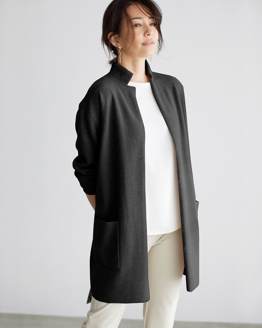 【ドゥクラッセ/DoCLASSE】のハーフミラノ・ロングジャケットカーディガン インテリア・キッズ・メンズ・レディースファッション・服の通販 founy(ファニー) 　ファッション　Fashion　レディースファッション　Fashion for Women　カーディガン　Cardigan, Knitwear　ジャケット　Jacket, Outerwear　スマート　Smart, Elegant　ハーフ　Half, Half-Length　ミラノ　Milano Style, Italian-Inspired　ミラノリブ　Milano Rib, Milano Stitch　リラックス　Relax, Relaxed Fit　人気　Popular, Best Seller　ブラック|ID: prp329100004848083 ipo3291000000035431520