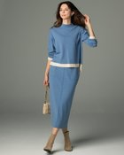 【ドゥクラッセ/DoCLASSE】の総針ハイネック・スカートセットアップ ブルー・パターン|ID: prp329100004848121 ipo3291000000035431781