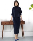 【ドゥクラッセ/DoCLASSE】の総針ハイネック・スカートセットアップ ミッドナイトブルー|ID: prp329100004848121 ipo3291000000035431795