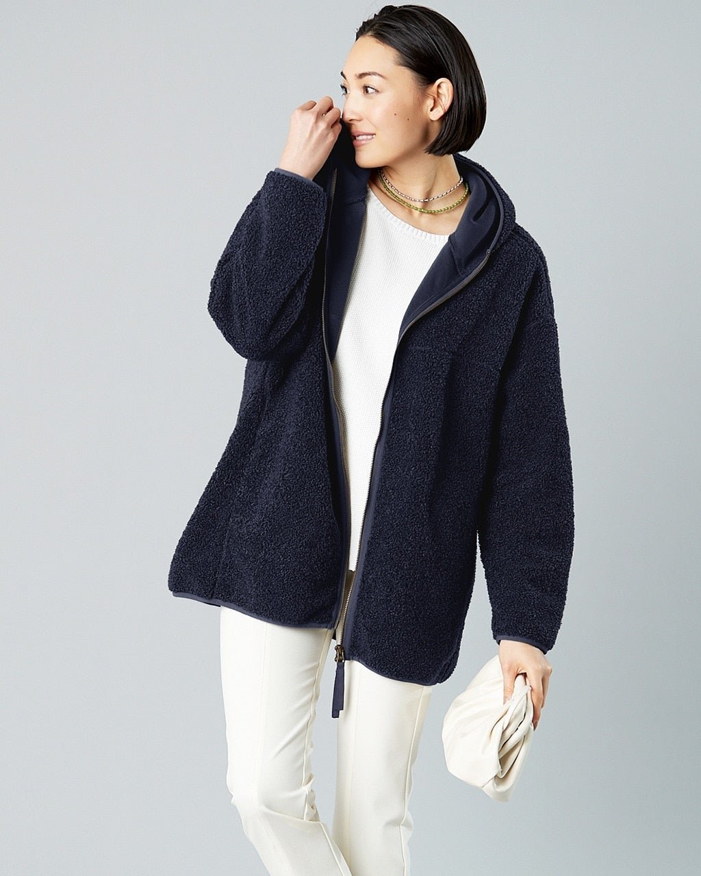 【ドゥクラッセ/DoCLASSE】のスマートボア・ミドルパーカー インテリア・キッズ・メンズ・レディースファッション・服の通販 founy(ファニー) 　ファッション　Fashion　レディースファッション　Fashion for Women　トップス・カットソー　Cut & Sew Tops　カーディガン・羽織り　Layered Style Cardigans　レディースパーカー・カジュアルフーディー　Casual Hoodies & Sweatshirts　なめらか　Smooth, Silky Texture　カーディガン　Cardigan, Knitwear　スマート　Smart, Elegant　ビッグ　Big, Oversized　フォルム　Silhouette, Form　ミドル　Middle Length, Mid Height　人気　Popular, Best Seller　ネイビー2|ID: prp329100004848123 ipo3291000000035431808