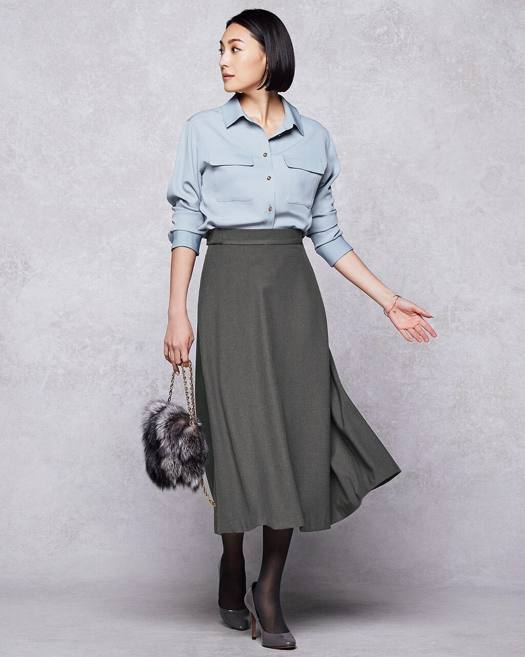 【ドゥクラッセ/DoCLASSE】のプレミアヒート・ミディフレアスカート インテリア・キッズ・メンズ・レディースファッション・服の通販 founy(ファニー) 　ファッション　Fashion　レディースファッション　Fashion for Women　スカート　Skirts　Aライン・フレアスカート　A-Line & Flared Skirts　エレガント 上品　Elegant　フレア　Flare, Flared　軽量　Lightweight, Ultra Light　チャコール|ID: prp329100004848149 ipo3291000000035800076