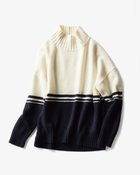 【ドゥクラッセ/DoCLASSE】のイタリア糸・カシミヤ混バルキーハイネック オフ&times;ネイビー|ID: prp329100004848153 ipo3291000000035432107