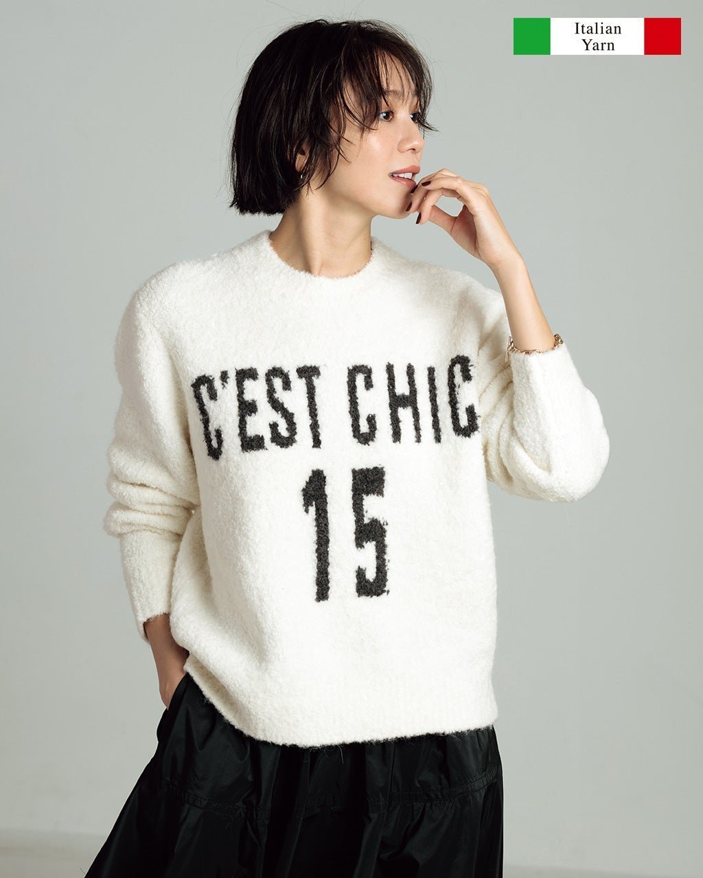 【ドゥクラッセ/DoCLASSE】のイタリアンアルパカ・ロゴクルーネック 人気、トレンドファッション・服の通販 founy(ファニー) 　ファッション　Fashion　レディースファッション　Fashion for Women　トップス・カットソー　Cut & Sew Tops　ニット　Knit Tops & Sweaters　イタリア　Italy　セーター　Sweater, Knitwear　デニム　Denim, Jeans Material　トレンド　Trend, Trending Now　フェミニン　Feminine, Girly　定番　Standard, Basic Item　 other-1|ID: prp329100004848157 ipo3291000000035432239