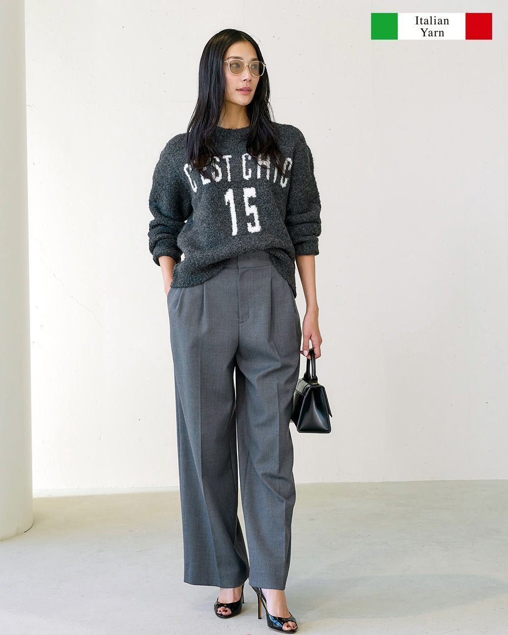 【ドゥクラッセ/DoCLASSE】のイタリアンアルパカ・ロゴクルーネック インテリア・キッズ・メンズ・レディースファッション・服の通販 founy(ファニー) 　ファッション　Fashion　レディースファッション　Fashion for Women　トップス・カットソー　Cut & Sew Tops　ニット　Knit Tops & Sweaters　イタリア　Italy　セーター　Sweater, Knitwear　デニム　Denim, Jeans Material　トレンド　Trend, Trending Now　フェミニン　Feminine, Girly　定番　Standard, Basic Item　チャコール|ID: prp329100004848157 ipo3291000000035432245