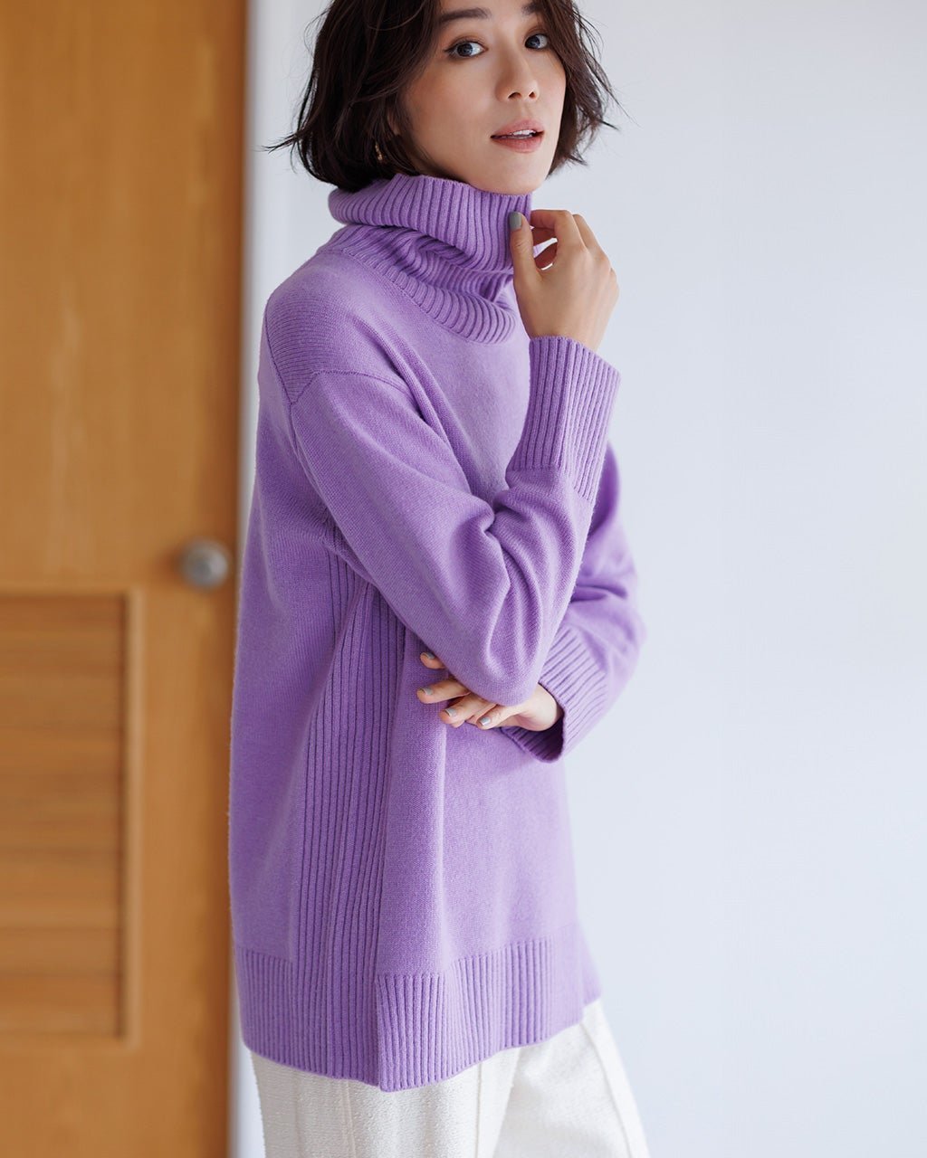 【ドゥクラッセ/DoCLASSE】のウール混・サイドリブロングニット インテリア・キッズ・メンズ・レディースファッション・服の通販 founy(ファニー) 　ファッション　Fashion　レディースファッション　Fashion for Women　トップス・カットソー　Cut & Sew Tops　ニット　Knit Tops & Sweaters　ロング　Long, Long-Length　ワイド　Wide, Wide Fit　ライラック|ID: prp329100004848164 ipo3291000000035432315