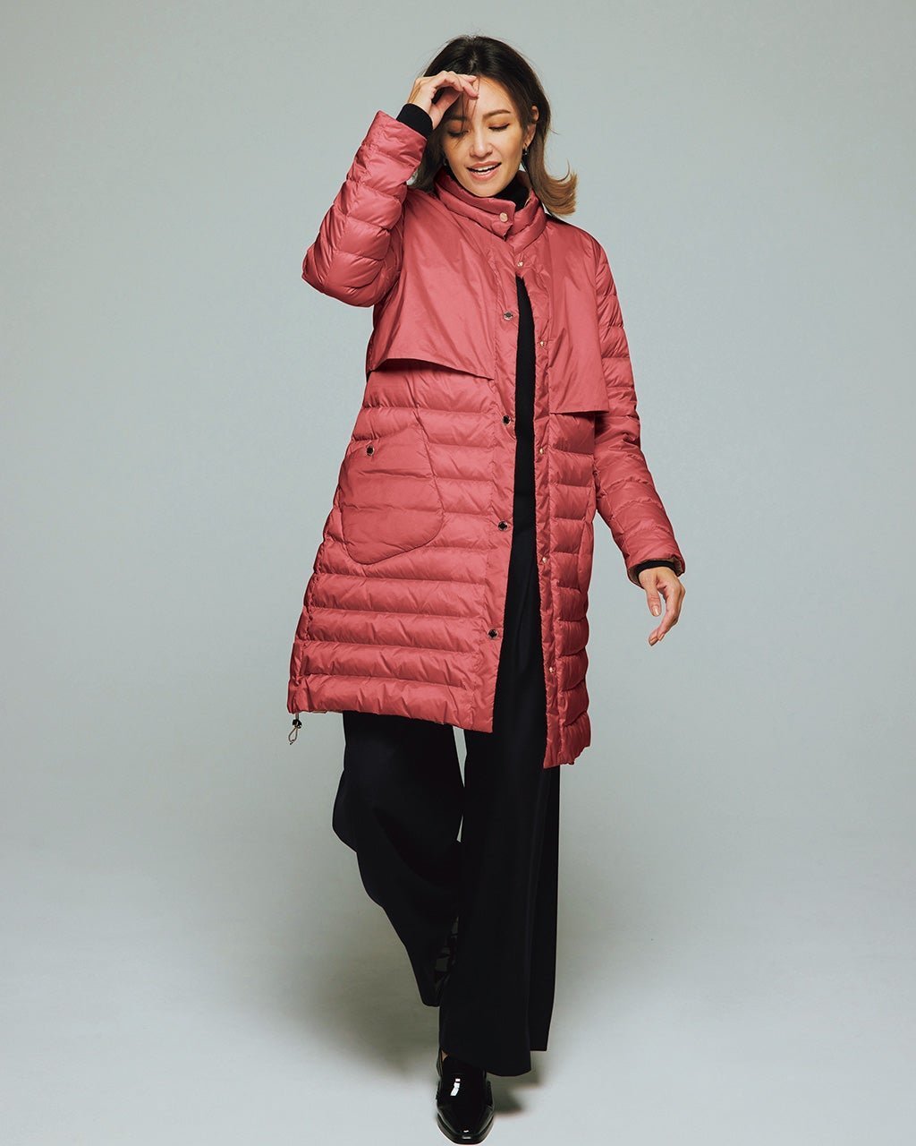 【ドゥクラッセ/DoCLASSE】のAIRダウン・リバーシブルコート インテリア・キッズ・メンズ・レディースファッション・服の通販 founy(ファニー) 　ファッション　Fashion　レディースファッション　Fashion for Women　アウター　Coat / Outerwear Collection　コート・ロングコート・ピーコート　Long Coats, Peacoats & More　タフタ　Taffeta, Structured Fabric　ダウン　Down, Puffer　パッチ　Patch, Appliqué　フラップ　Flap, Flap Pocket　ポケット　Pocket, Pocket Detail　リバーシブル　Reversible, Two-Sided　ダークコーラル|ID: prp329100004848183 ipo3291000000035432510