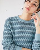【ドゥクラッセ/DoCLASSE】のモヘヤ混ニット・ジグザグプルオーバー ブルー・パターン|ID: prp329100004848189 ipo3291000000035432557