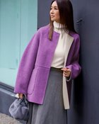 【ドゥクラッセ/DoCLASSE】のカシミヤ混ウールリバー・2WAYノーカラー 人気、トレンドファッション・服の通販 founy(ファニー) ファッション Fashion レディースファッション Fashion for Women アウター Coat / Outerwear Collection コート・ロングコート・ピーコート Long Coats, Peacoats & More ショート Short, Short Length ジャケット Jacket, Outerwear ダブル Double, Double-Breasted なめらか Smooth, Silky Texture パッチ Patch, Appliqué フェイス Face, Facial Design フォルム Silhouette, Form ポケット Pocket, Pocket Detail リバーシブル Reversible, Two-Sided おすすめ Recommended / Our Picks thumbnail パープル・パターン|ID: prp329100004848200 ipo3291000000035432657