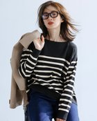 【ドゥクラッセ/DoCLASSE】のハイゲージニット・抜け感ボートネック 人気、トレンドファッション・服の通販 founy(ファニー) ファッション Fashion レディースファッション Fashion for Women トップス・カットソー Cut & Sew Tops ニット Knit Tops & Sweaters なめらか Smooth, Silky Texture ショルダー Shoulder, Shoulder Strap シンプル Simple, Minimal スマート Smart, Elegant セーター Sweater, Knitwear ドロップ Drop Shoulder, Dropped Style フォルム Silhouette, Form ロング Long, Long-Length 冬 Winter / This Winter 秋 Autumn A/W・秋冬 Autumn/Winter thumbnail オフホワイトxブラック|ID: prp329100004849847 ipo3291000000035515785