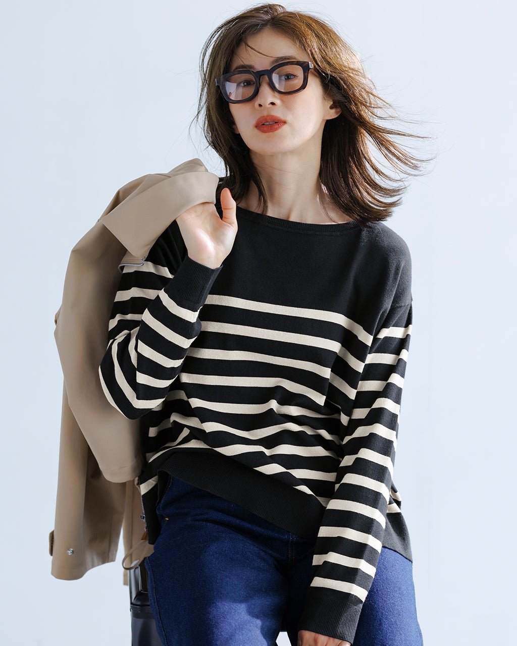 【ドゥクラッセ/DoCLASSE】のハイゲージニット・抜け感ボートネック インテリア・キッズ・メンズ・レディースファッション・服の通販 founy(ファニー) 　ファッション　Fashion　レディースファッション　Fashion for Women　トップス・カットソー　Cut & Sew Tops　ニット　Knit Tops & Sweaters　なめらか　Smooth, Silky Texture　ショルダー　Shoulder, Shoulder Strap　シンプル　Simple, Minimal　スマート　Smart, Elegant　セーター　Sweater, Knitwear　ドロップ　Drop Shoulder, Dropped Style　フォルム　Silhouette, Form　ロング　Long, Long-Length　冬　Winter / This Winter　秋　Autumn　A/W・秋冬　Autumn/Winter　オフホワイトxブラック|ID: prp329100004849847 ipo3291000000035515785