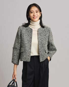 【ドゥクラッセ/DoCLASSE】 ファンシーツイード・Cカラージャケット人気、トレンドファッション・服の通販 founy(ファニー) ファッション Fashion レディースファッション Fashion for Women アウター Coat / Outerwear Collection レディースジャケット・軽アウター Jackets コンパクト Compact, Small Size ジャケット Jacket, Outerwear セットアップ Set-Up, Coordinated Outfit ツイード Twill, Twill Weave パターン Pattern, Design Print フリンジ Fringe, Tassel モノトーン Monotone, Black and White 定番 Standard, Basic Item |ID:prp329100004849851