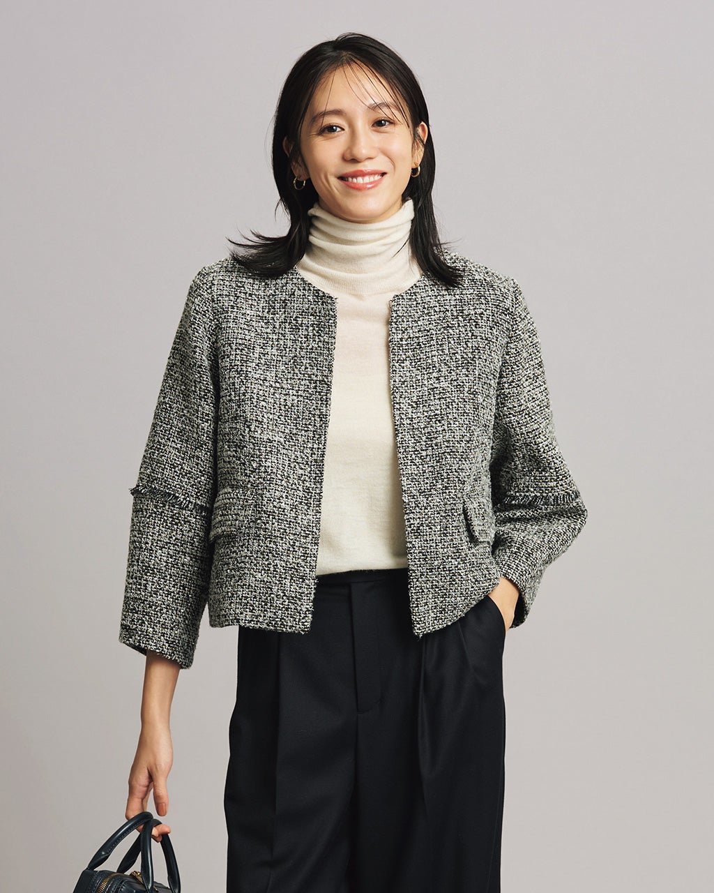 【ドゥクラッセ/DoCLASSE】のファンシーツイード・Cカラージャケット インテリア・キッズ・メンズ・レディースファッション・服の通販 founy(ファニー) 　ファッション　Fashion　レディースファッション　Fashion for Women　アウター　Coat / Outerwear Collection　レディースジャケット・軽アウター　Jackets　コンパクト　Compact, Small Size　ジャケット　Jacket, Outerwear　セットアップ　Set-Up, Coordinated Outfit　ツイード　Twill, Twill Weave　パターン　Pattern, Design Print　フリンジ　Fringe, Tassel　モノトーン　Monotone, Black and White　定番　Standard, Basic Item　ブラックパターン|ID: prp329100004849851 ipo3291000000035515807