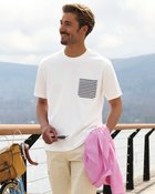 【ドゥクラッセ/DoCLASSE / MEN】のUSAコットン速乾ゆったりTボーダーポケット 半袖 ホワイト|ID: prp329100004852138 ipo3291000000035619362