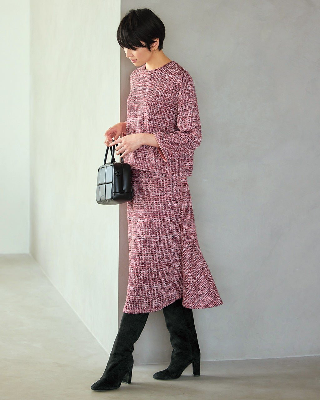 【ドゥクラッセ/DoCLASSE】のツイーディジャカード・マーメイドスカート インテリア・キッズ・メンズ・レディースファッション・服の通販 founy(ファニー) 　ファッション　Fashion　レディースファッション　Fashion for Women　スカート　Skirts　ジャカード／ジャガード　Jacquard, Woven Pattern　ストレッチ　Stretch, Stretchy Fabric　セットアップ　Set-Up, Coordinated Outfit　パターン　Pattern, Design Print　マーメイド　Mermaid, Fishtail Silhouette　ピンク・パターン|ID: prp329100004852140 ipo3291000000035619458