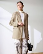 【ドゥクラッセ/DoCLASSE】のバルキーリネンタッチ・Vノーカラージャケット ベージュ|ID: prp329100004856972 ipo3291000000035833160