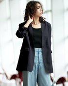 【ドゥクラッセ/DoCLASSE】のバルキーリネンタッチ・Vノーカラージャケット ダークネイビー|ID: prp329100004856972 ipo3291000000035833162