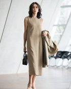 【ドゥクラッセ/DoCLASSE】のバルキーリネンタッチ・Iラインワンピース ベージュ|ID: prp329100004856985 ipo3291000000035833324