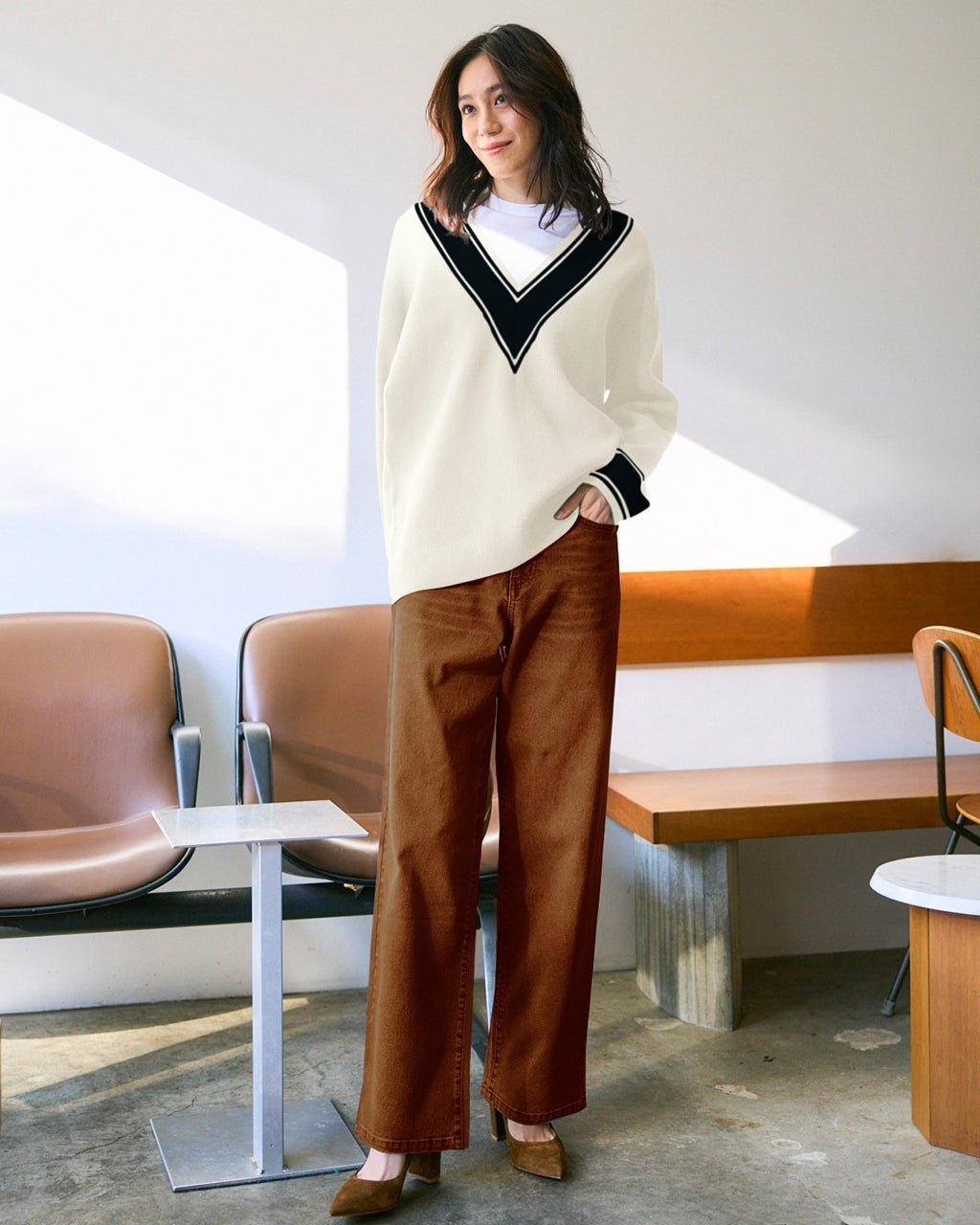 【ドゥクラッセ/DoCLASSE】のフォルムデニム・ストレート/72cm インテリア・キッズ・メンズ・レディースファッション・服の通販 founy(ファニー) 　ファッション　Fashion　レディースファッション　Fashion for Women　パンツ　Pants & Trousers　新作・新入荷　New Arrivals / New In　ストレッチ　Stretch, Stretchy Fabric　ストレート　Straight, Straight Cut　デニム　Denim, Jeans Material　フォルム　Silhouette, Form　ヴィンテージ　Vintage Style　ブラウン|ID: prp329100004856987 ipo3291000000035833358